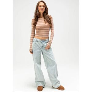 RSQ TILLYS Low Rise Baggy Light Wash Blue Jeans Size Womens 32